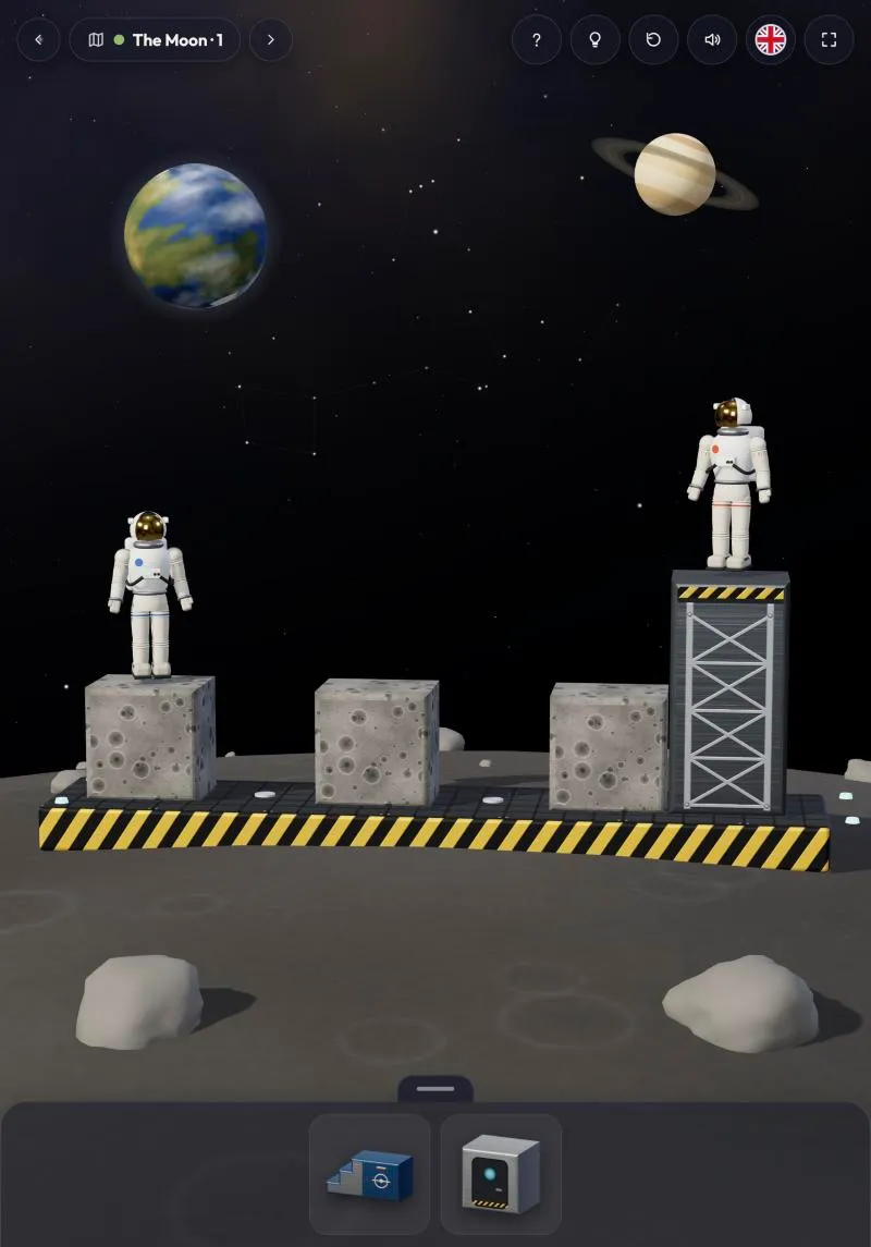 Moonsteps, a puzzle game on the Moon