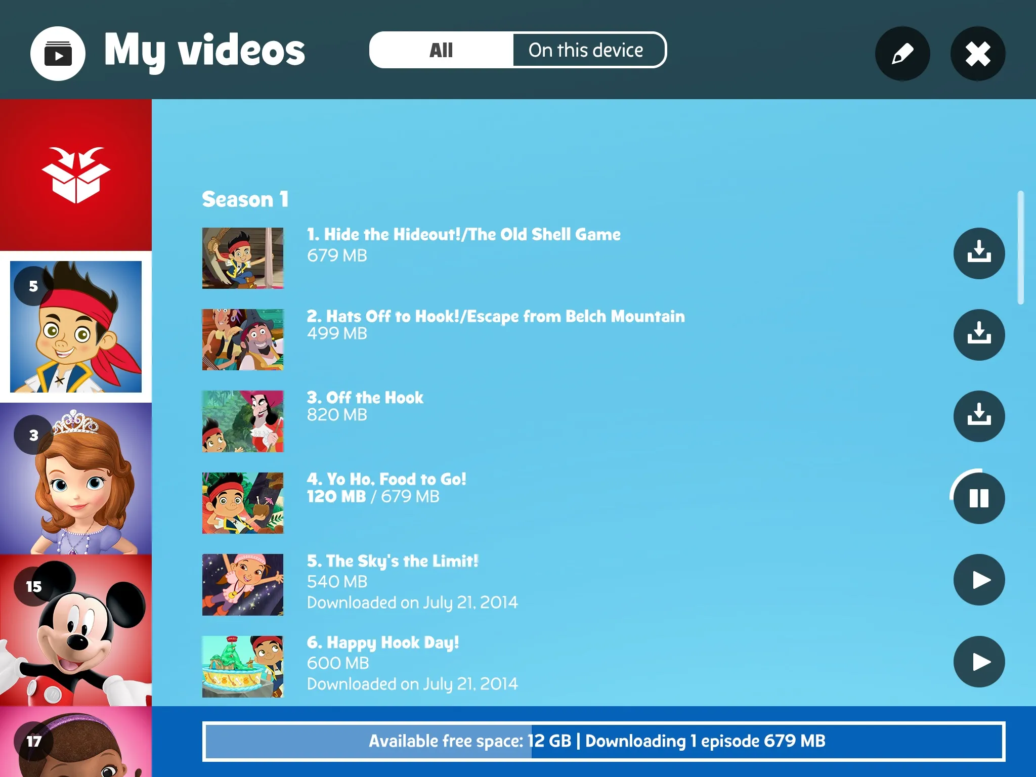Disney Junior app screen 2 of 2